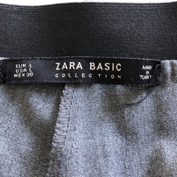ZARA Gray pants. White stripe cropped Gray Ankle trousers, Size Large. Stretch - Picture 8 of 14
